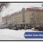 During winter season in front of Bashkir State Medical University
